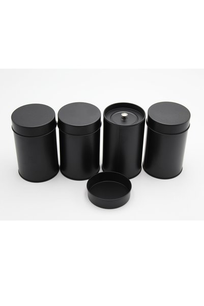Choice black 4 piece tea can with sealed double lid, suitable for bulk metal ...