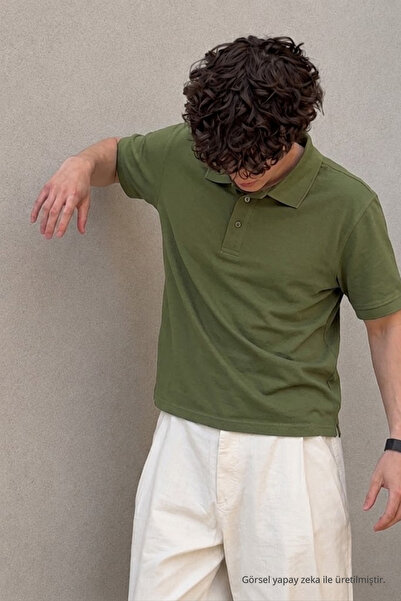COMBİNE MİCHAİL Men's Classic Khaki Polo Neck T-Shirt