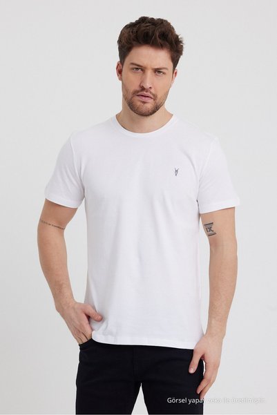 COMBİNE MİCHAİL Erkek %100 Pamuk Standart Kalıp 5-Li T-shirt Fume-Gri-Beyaz-Lacivert-Siyah