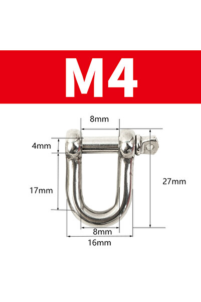 Choice M4-2Pcs 304 Straight D Shackle Short Stainless Steel Breaking D Riggin...