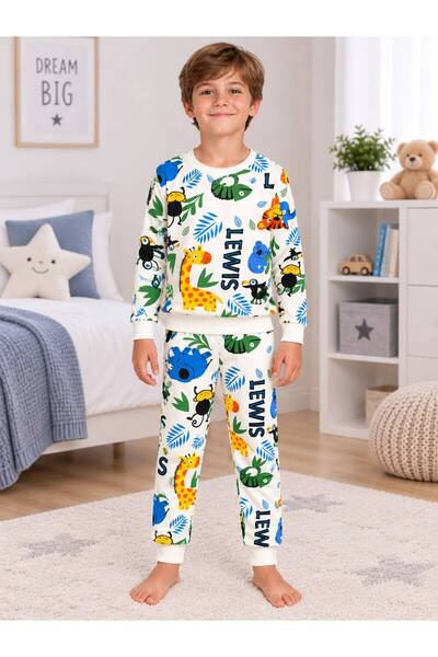Pajama Shop Dečački Pamuk komadni komplet od tkanine bijele boje Čupkani mate...