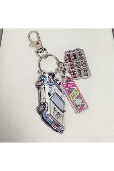 Choice B Back to the Future Style Metal Car Model Keychain Keyring Fan Collec...