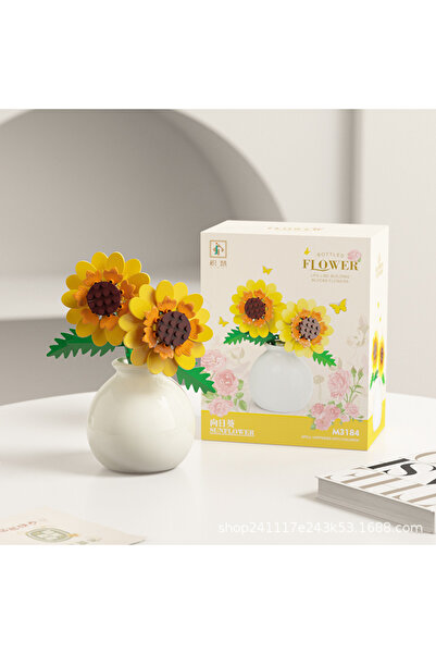 Choice1 With a vase Sunflower Building block pot plant bouquet of flowers, ro...