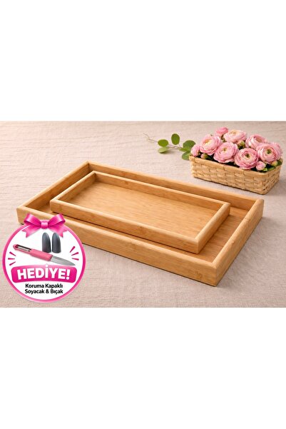 BAROTTİ Bambu İkili Tepsi Seti, Servis & Sunum Tepsisi | 20×30 cm – 35×25 cm,...