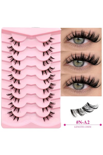 Choice4 9pairs-N-A2 Veltrinay Natural Half Lashes Cat Eyelashes Soft Wispy wi...