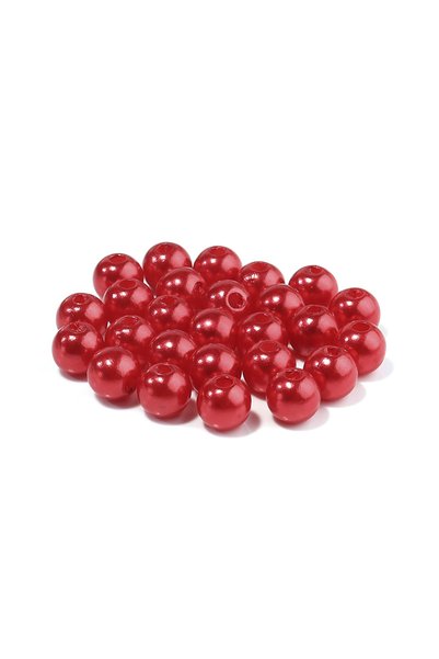 Choice40 8mm 100Pcs Red 50-1000Pcs With Hole ABS Imitation Pearl Beads 3/4/6/...