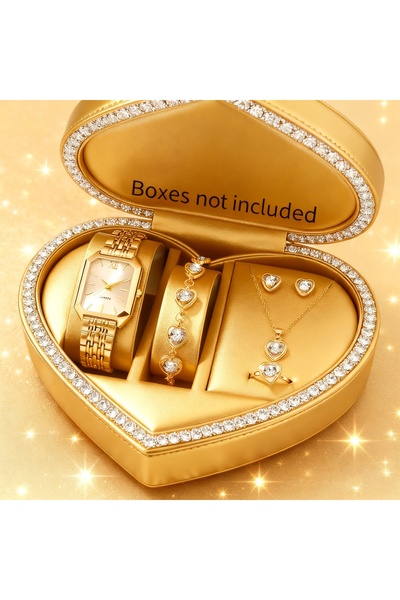 Choice3 Golden White No Box 6PCS Elegant Rectangle Women Quartz Watch Rhinest...