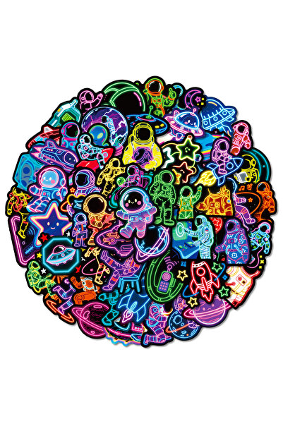 Miniso 30PCS 10/30/50pcs INS Style Neon Astronaut Stickers for Kids Decorativ...