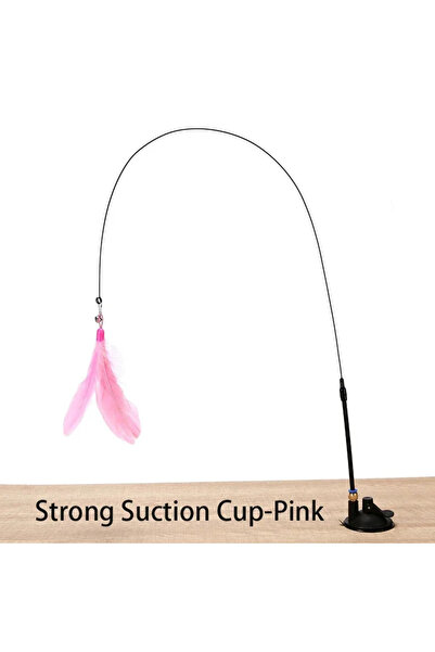Choice Play with cat Pink Suction Cup Cat Teasing Stick Cat Toy Interactive F...
