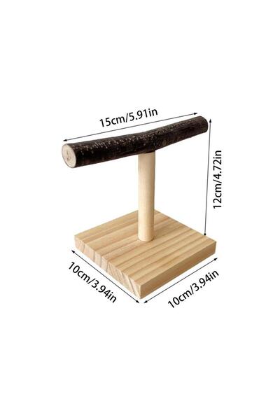 Choice As shown Natural Wood Parrot Perch Stand T Shape Desktop Bird Training...