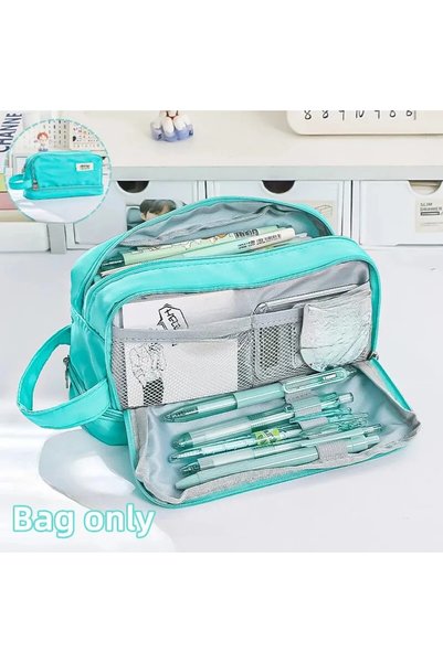 Choice Green Pencil Bag for School Students with Large Capacity Multi-functio...