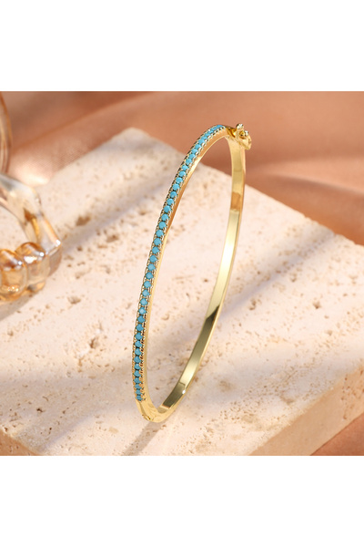 Choice1 Blue ZAKOL Brand New Blue Turquoise Micro-intact Zircon Bracelet Bang...