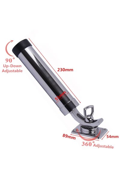 Choice 316 Stainless Steel Fishing Rod Holder, Deck Mount, Adjustable Yacht R...