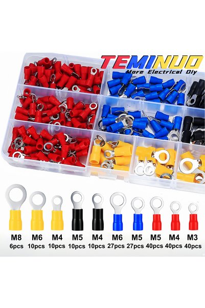 Choice1 220pcs Mix In Box 220/110 pcs Ring Terminals Insulated O-Type Crimp C...