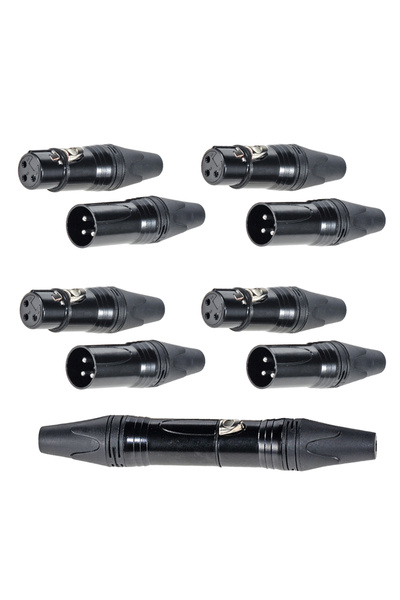 Choice 10PCS 3P Black 10PCS Pro 3-Pin XLR Connector Kit: 5 Male Plugs + 5 Fem...