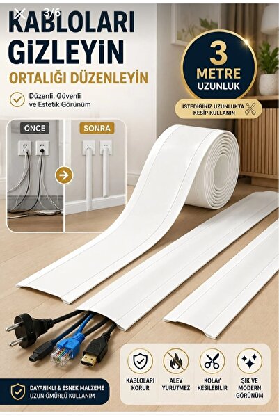 HMO GLOBAL Kablo Gizleme Bandı Rulosu | Tek Yapıştırma ve Kaplama ile Zeminle...