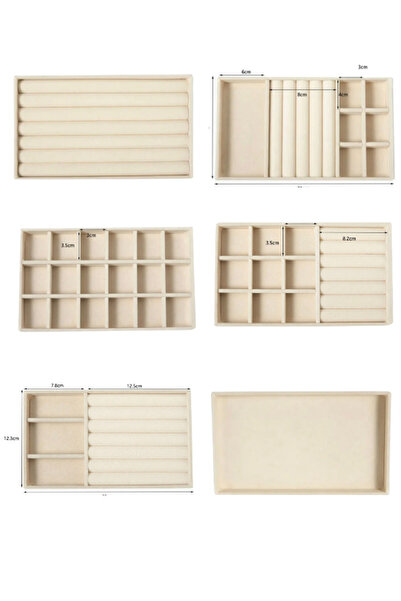 LONDON Birds Store Takı kutusu Şık 6 lı set çekmece içi takı organizer ( bej ...