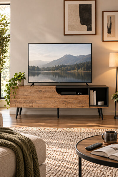 ARNETTİ Alba 150 cm TV Sehpası Atlantik Çam Antrasit | Modern TV Ünitesi