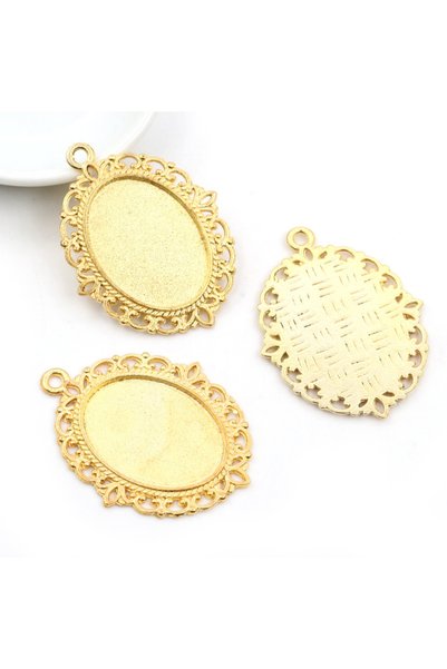Choice قلادة ذهبية من 10 قطع مقاس 18 × 25 مم، مقاس داخلي 9 ألوان، طراز عتيق، ...