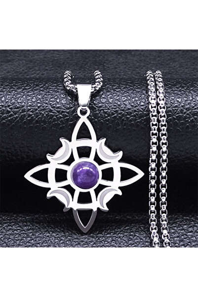 Choice C 50 BOX zijing Wicca Celtic Knot Triple Moon Goddess Necklace Stainle...
