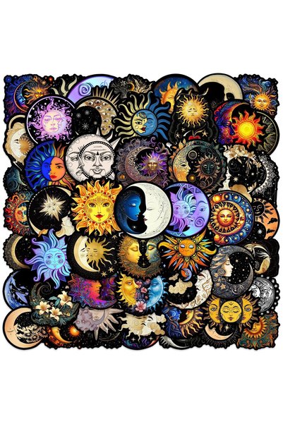 Choice Multicolor 50Pcs Art Moon and Sun Stickers Moon DIY Stickers Scrapbook...