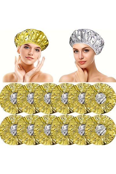 Choice 10pcs Golden 12pcs Aluminum Foil Caps Set Heat Insulation Bathing Show...