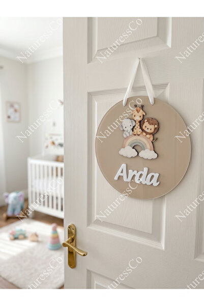 NaturessCo Ornament pentru ușă pentru bebeluși din plexiglas cu figurine de a...