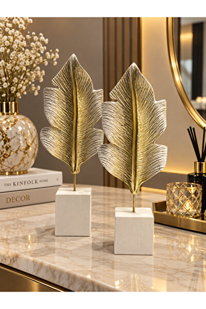 İnci line souvenırs ✨ Yaprak Figürlü Ağır Dekoratif Biblo Seti – Modern ve Za...