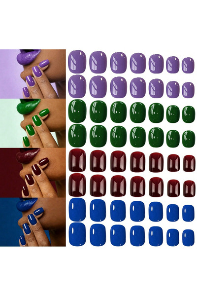 Choice4 DEEP BLUE 96PCS-Matte Style Pressed Medium Square Solid Color Nail Ac...