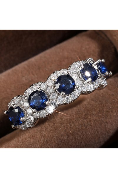 choice2 7 Blue ZAKOLClassic Blue Cubic Zirconia Round Copper Rings For Women ...