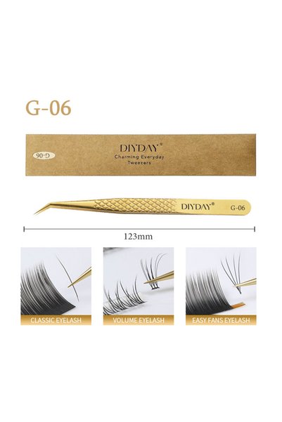 Choice7 ملاقط G-06 DIYDAY، ملاقط تمديد الرموش مانعة للانزلاق، مصنوعة من الفول...