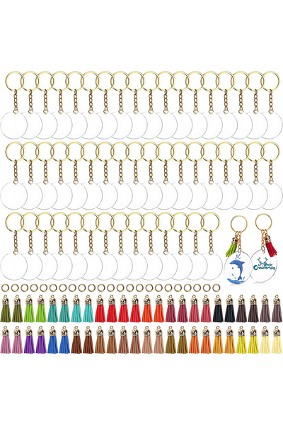 Choice 200PCS Gold 200Pcs Acrylic Keychain Blanks with Rings Clear Key Chains...