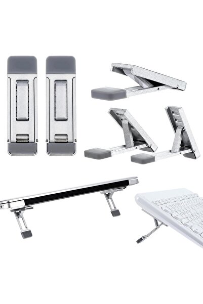 Choice1 2 Pcs Silver Mini Portable Laptop Stand for Desk, Portable Keyboard R...