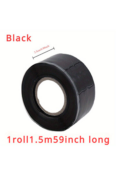 Choice 2.5cm x 150cm Black B3418B Versatile Self-Fusing Silicone Tape - Water...