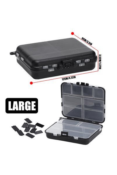 choice2 BLACK LARGE Fishing Tackle Bait Storage Boxes, Portable Double-Sided ...
