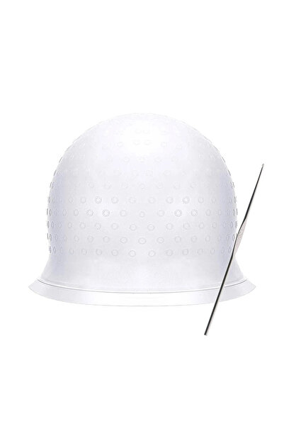 Choice White 1set Silicone Highlighting Cap with Hook Needle Reusable Hair Dy...