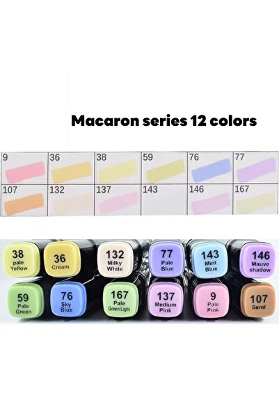 Choice11 Macaron series 12 Colors Alcohol Based Markers Set Dual Tip Sketchin...