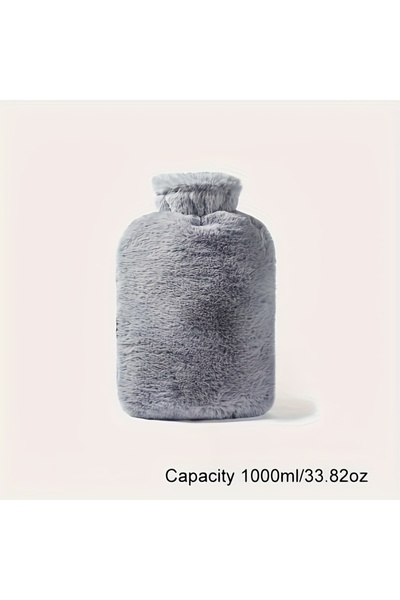 Choice grey-1000ml 1L/2L PVC Plush Hot Water Bottle – Leak-Proof Large-Capaci...