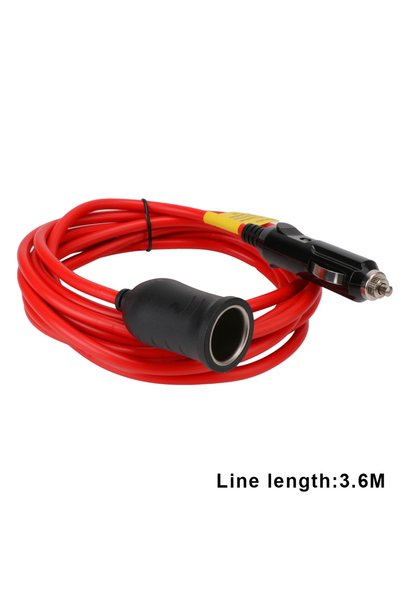Choice Red 3.6m Cable Car Power Adapter Extender 15A Fuse Indicator 12ft Cord...