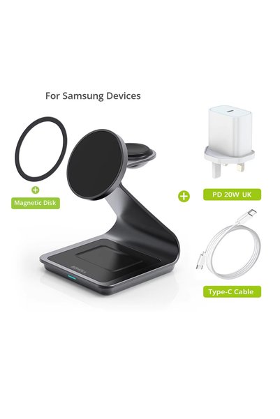 Choice5 Black add UK Plug Bonola Magnetic 3 in 1 Wireless Charger Station for...