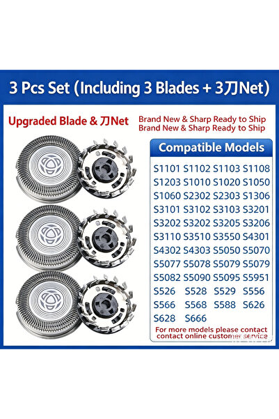 Choice1 Light Yellow Replacement Shaver Heads for Philips S3000 Series - Fits...
