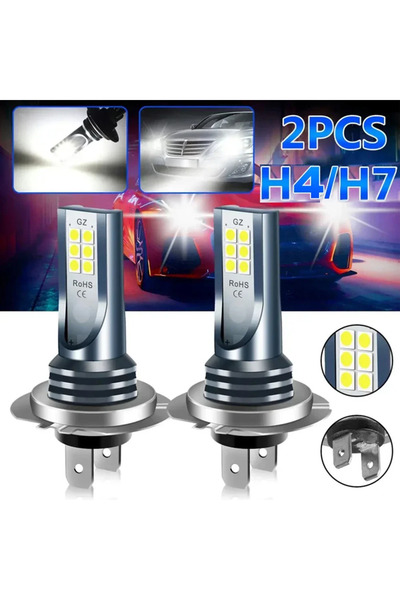 Choice طقم مصابيح أمامية LED بيضاء H4/H7 للسيارة، مصابيح ضباب عالية ومنخفضة ا...
