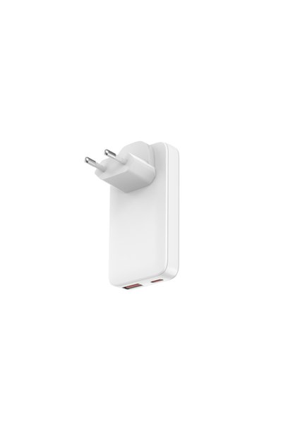 Choice WHITE EU Flat USB C Wall Charger 65W GaN USB-A USB-C Wall Charger Ultr...