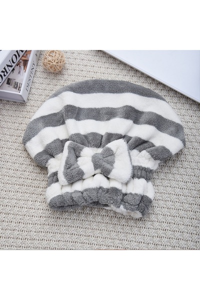 DUTRIEUX Gray 1pcs Dry Hair Towel Quick-Drying Hair Cap Shower Cap for Women ...