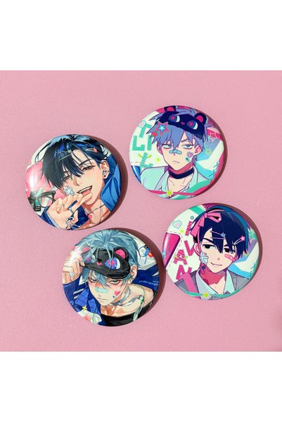 Choice 4pcs 4pcs/set Anime Alien Stage Ivan Till Badge Cartoon Figure Round B...