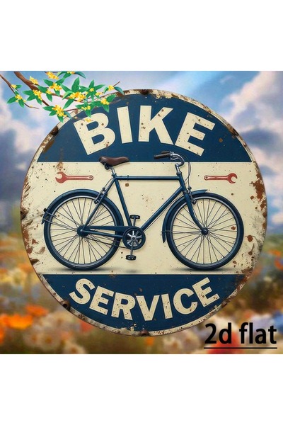 HELLOYOUNG 20x20cm TYA22868-20x20cm 2D 'Bicycle Service' Aluminum Sign – Rust...