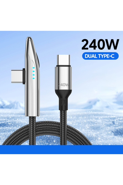 Choice1 كابل USB-C إلى USB-C بطول 1.8 متر بزاوية 90 درجة، يدعم الشحن السريع P...