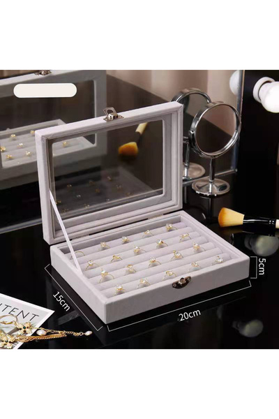 Choice GRAY 1PC Jewelry Storage Box Wholesale Home Jewelry Display Box with C...