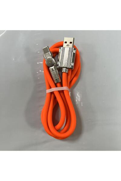 Choice 2m Orange 120W 7A Fast Charge USB Type C Cable 180 Degree Rotation Elb...