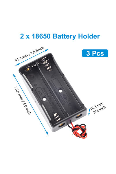 Choice1 3pcs 2 slot 3pcs 18650 Battery Holder with Wire 3.7V,7.4V, 11.1V, 14....